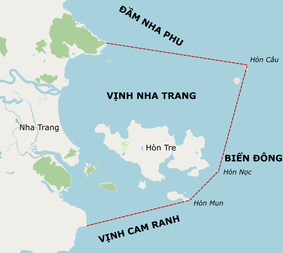 Bản đồ vịnh Nha Trang với đảo Hòn Tre và các đảo xung quanh