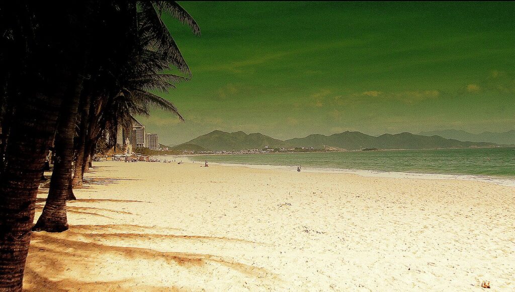 Bãi biển Trần Phú Nha Trang với hàng dừa và dải cát dài